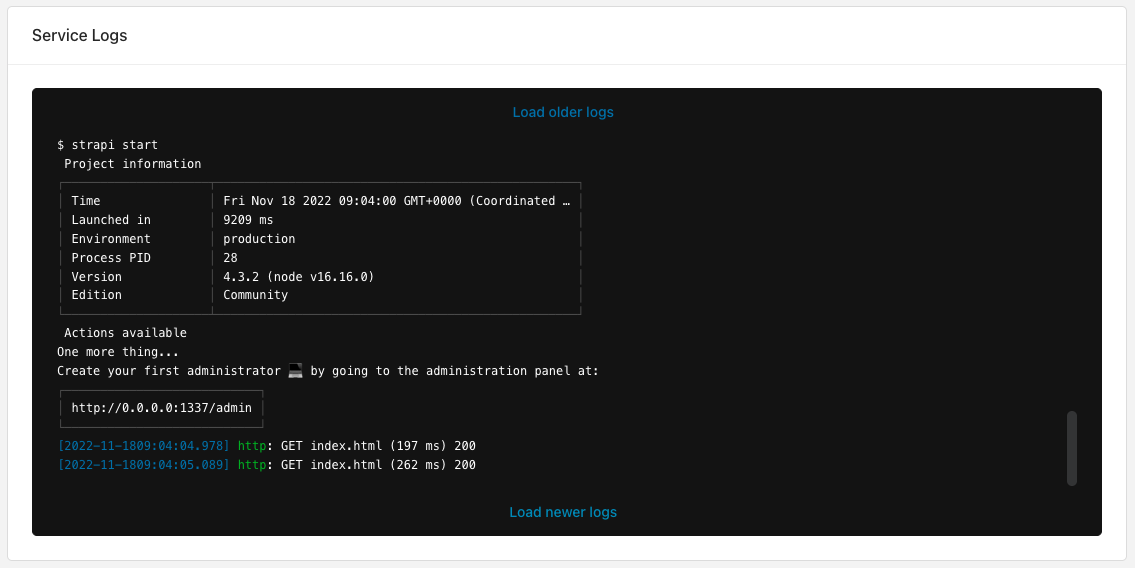 Application logs streaming in the Microtica portal