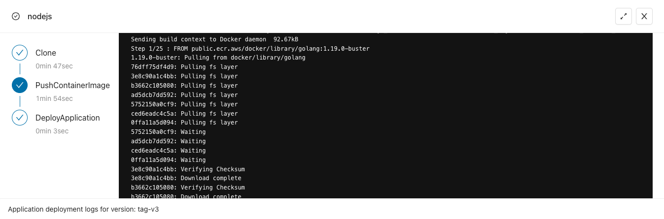 Deploying the Node.js template to a cluster in Microtica
