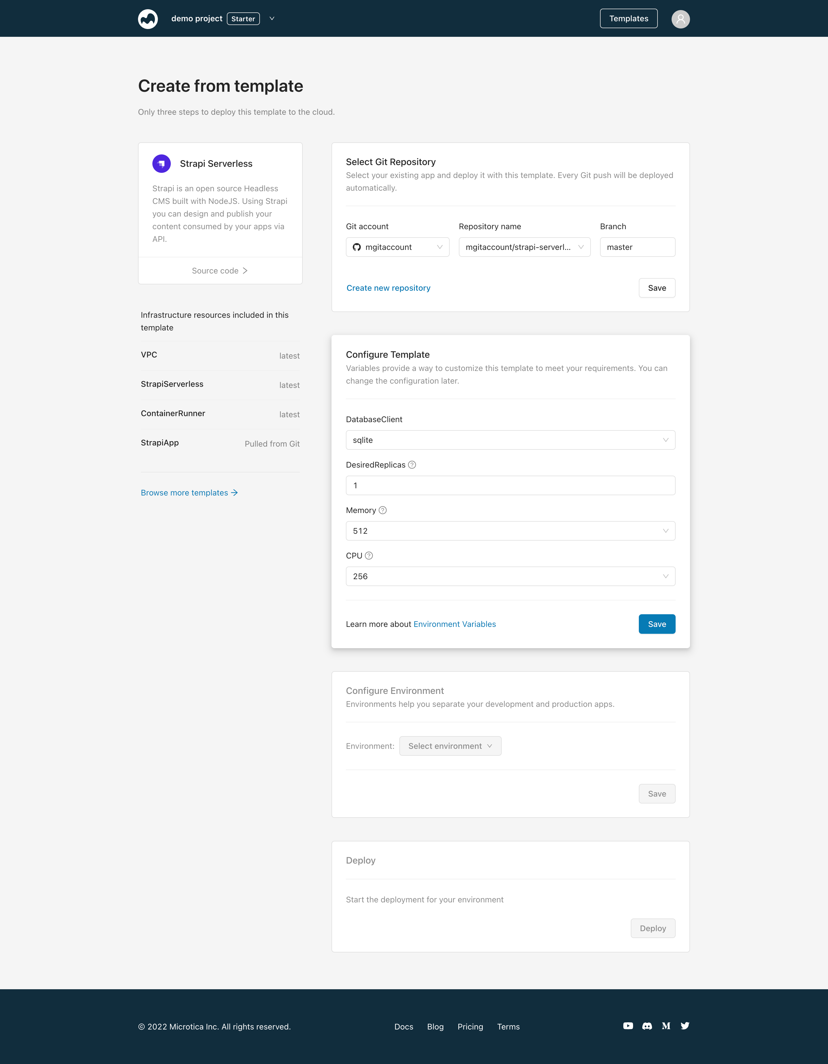 Scaling your Strapi App Configuring scaling parameters for your Strapi app in Microtica