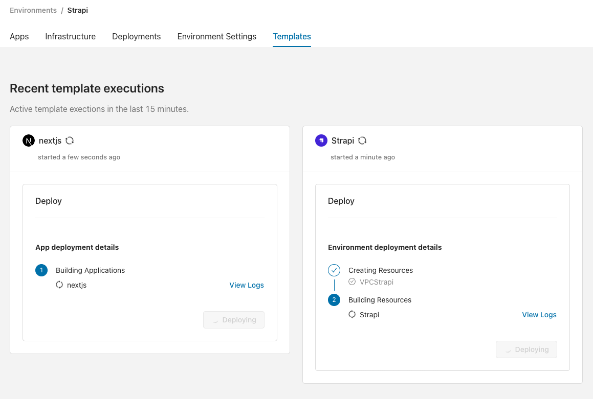 Template deployment executions
