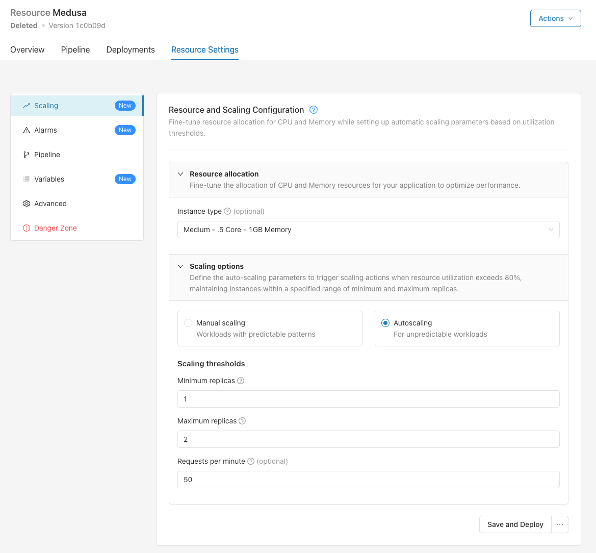 scaling configuration