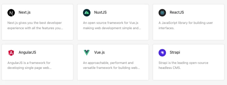 Application templates gallery in the Microtica console