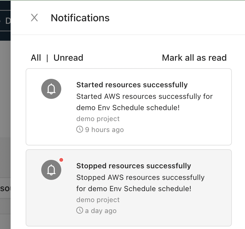 notifications for saving schedules